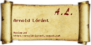 Arnold Lóránt névjegykártya